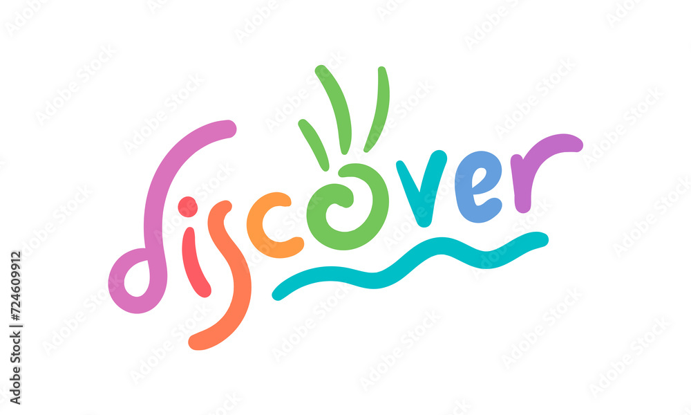 multicolored discover concept. hand drawn discover logo. cute discover logo multicolored discover concept. hand drawn discover logo. cute discover logo