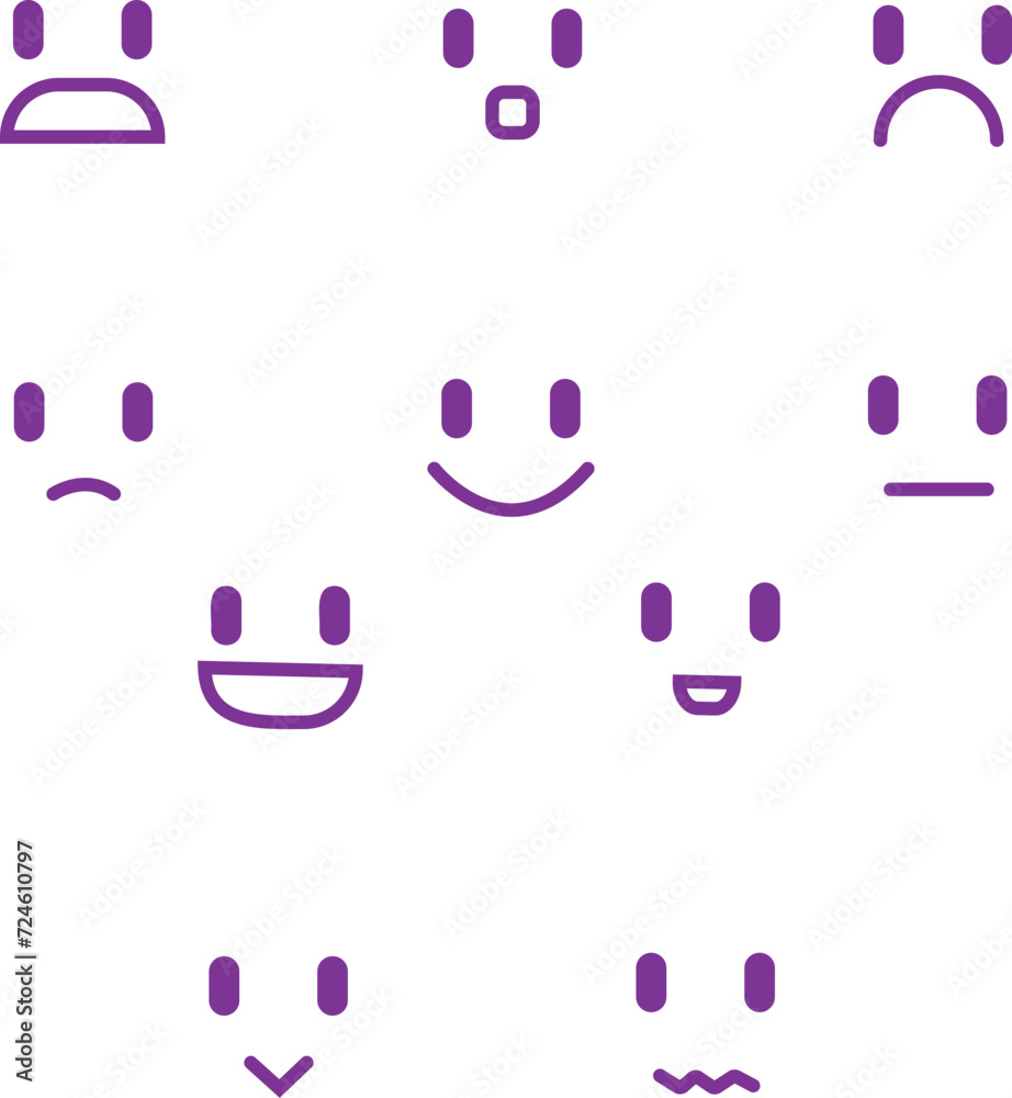 Funny emoticons faces with facial expressions.