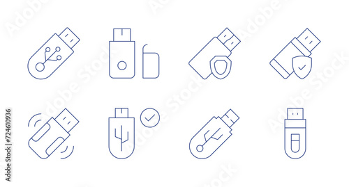 Usb flash drive icons. Editable stroke. Containing pendrive, usbdrive, usb, flashdrive. photo