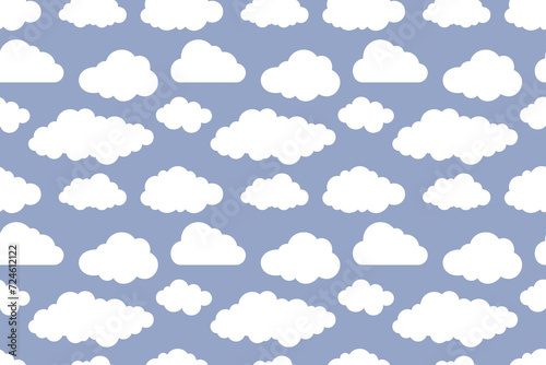 Fototapeta Naklejka Na Ścianę i Meble -  Blue cloud seamless pattern Stencil Vector stock illustration EPS 10