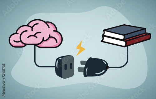 Learning, education concept. Charge the brain with knowledge.
