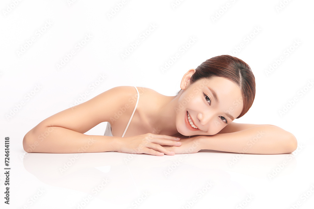 Beautiful young asian woman with clean fresh skin on white background, Face care, Facial treatment, Cosmetology, beauty and spa, Asian women portrait. Beautiful young asian woman with clean fresh skin on white background, Face care, Facial treatment, Cosmetology, beauty and spa, Asian women portrait.