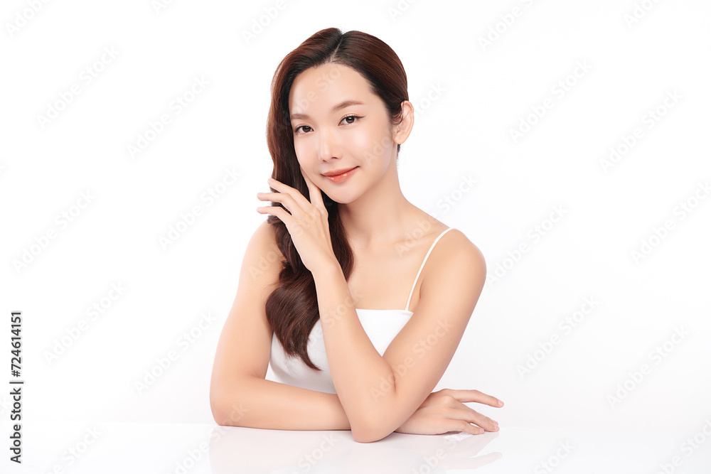 Beautiful young asian woman with clean fresh skin on white background, Face care, Facial treatment, Cosmetology, beauty and spa, Asian women portrait. Beautiful young asian woman with clean fresh skin on white background, Face care, Facial treatment, Cosmetology, beauty and spa, Asian women portrait.