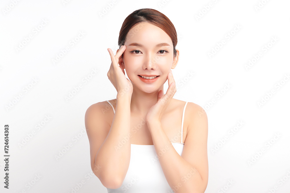 Beautiful young asian woman with clean fresh skin on white background, Face care, Facial treatment, Cosmetology, beauty and spa, Asian women portrait. Beautiful young asian woman with clean fresh skin on white background, Face care, Facial treatment, Cosmetology, beauty and spa, Asian women portrait.