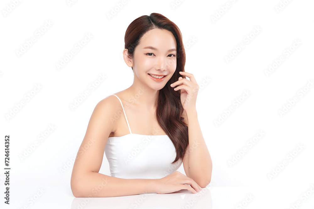 Beautiful young asian woman with clean fresh skin on white background, Face care, Facial treatment, Cosmetology, beauty and spa, Asian women portrait. Beautiful young asian woman with clean fresh skin on white background, Face care, Facial treatment, Cosmetology, beauty and spa, Asian women portrait.