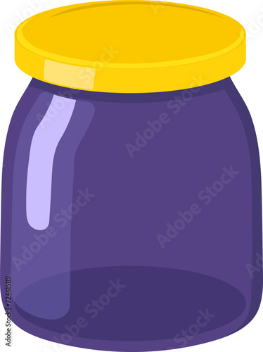 flat illustration of icon symbol, purple jar container with transparent effect