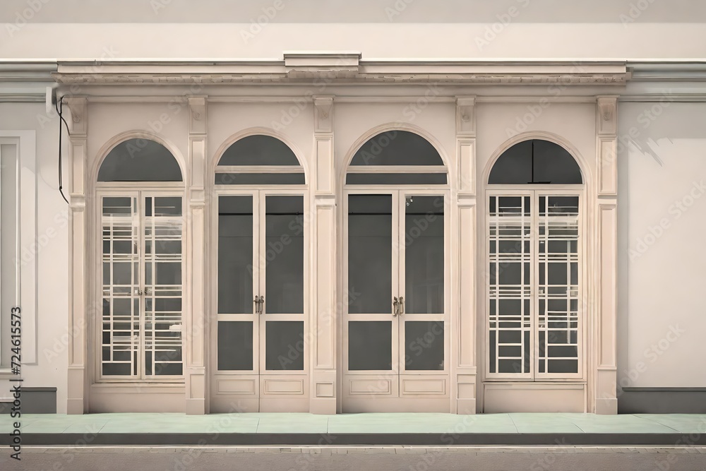 Fototapeta premium white european style boutique facade , storefront template