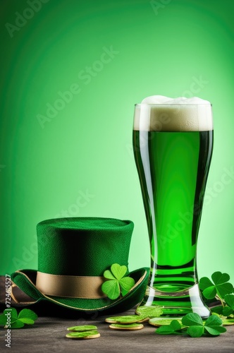 St. Patrick's Day Green Beer and Leprechaun Hat