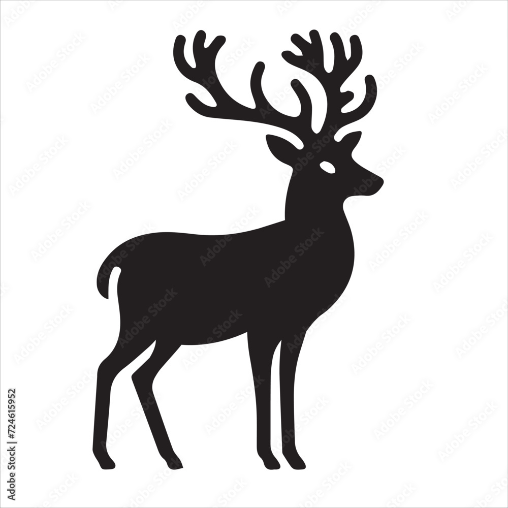 Fototapeta premium Deer Silhouettes black and white Deer vector Pro Vector