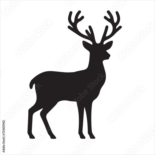 Fototapeta Naklejka Na Ścianę i Meble -  Deer Silhouettes black and white Deer vector Pro Vector