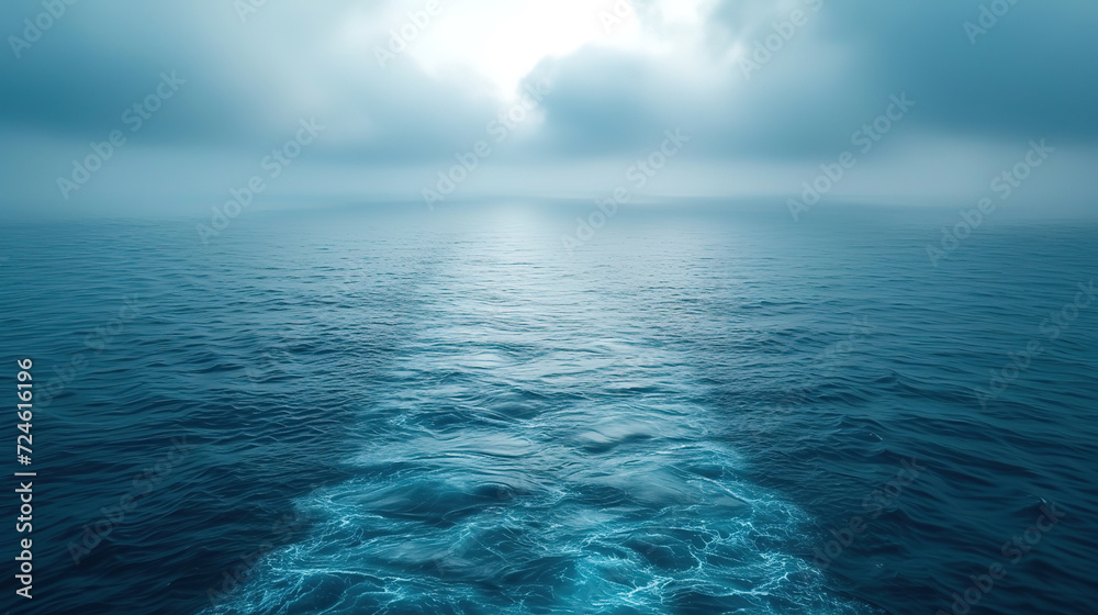 Obraz premium Close-up Waves on adriatic sea behind the ship reflects the calm atmosphere. 