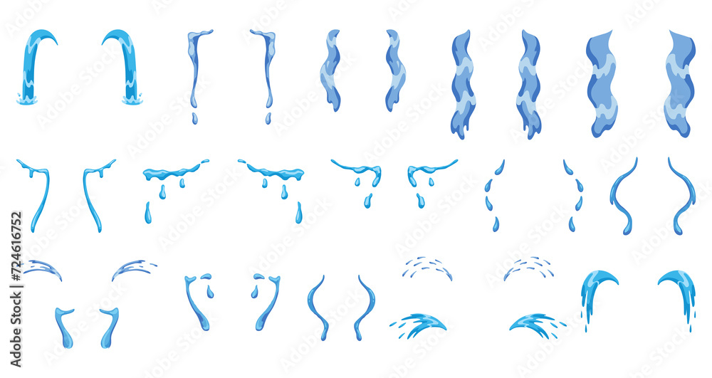 Cartoon tear drops icon set. Sorrow cry streams, tear blob or sweat