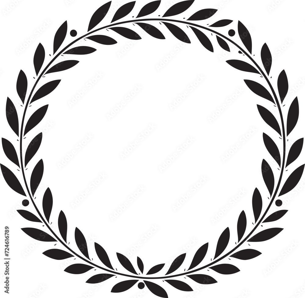 Onyx Oasis Black Leaves Wreath Emblem Nightly Nature Doodle Leaves in Dark Design Onyx Oasis Black Leaves Wreath Emblem Nightly Nature Doodle Leaves in Dark Design