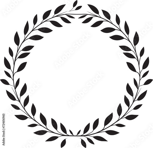Stealthy Silhouette Silhouetted Wreath of Black Doodle Leaves Ravens Reverie Reverie of Intricate Black Doodle Leaves in Wreath