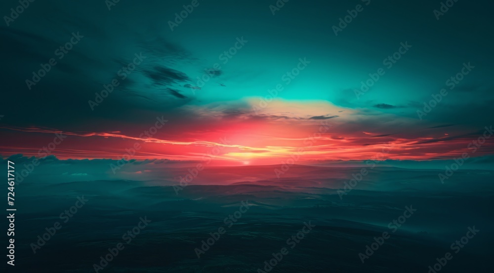 Beautiful sunset over the sea. 3d rendering.