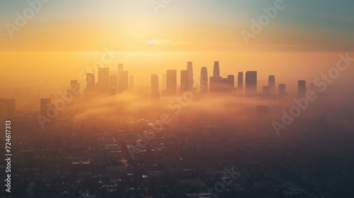 City skyline  air pollution