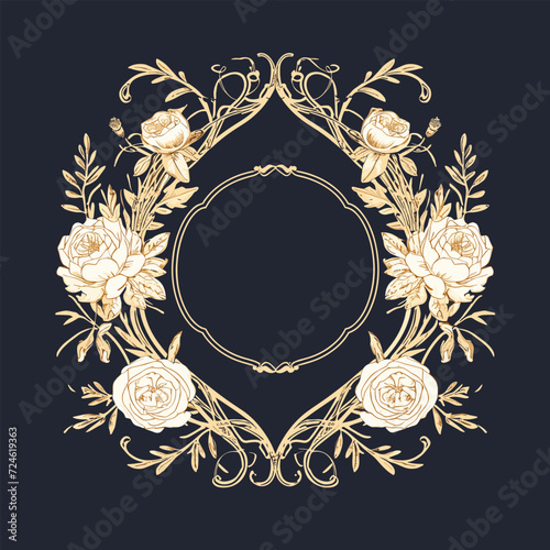 elegant logo floral frame on a dark background