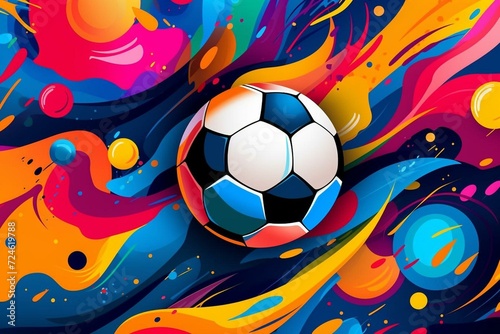 Abstract background with vibrant colors and soccer motifs. Generative AI photo