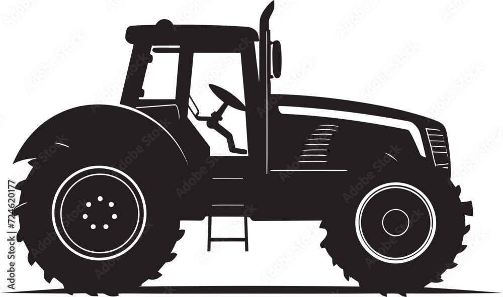 Rural Rover Robust Tractor Icon Field Navigator Black Tractor Vector Emblem Rural Rover Robust Tractor Icon Field Navigator Black Tractor Vector Emblem