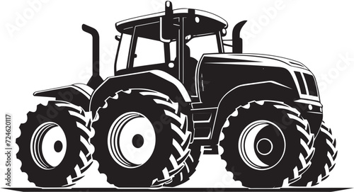 Rural Rider Sharp Tractor Icon in Black Field Champion Robust Tractor Vector Emblem