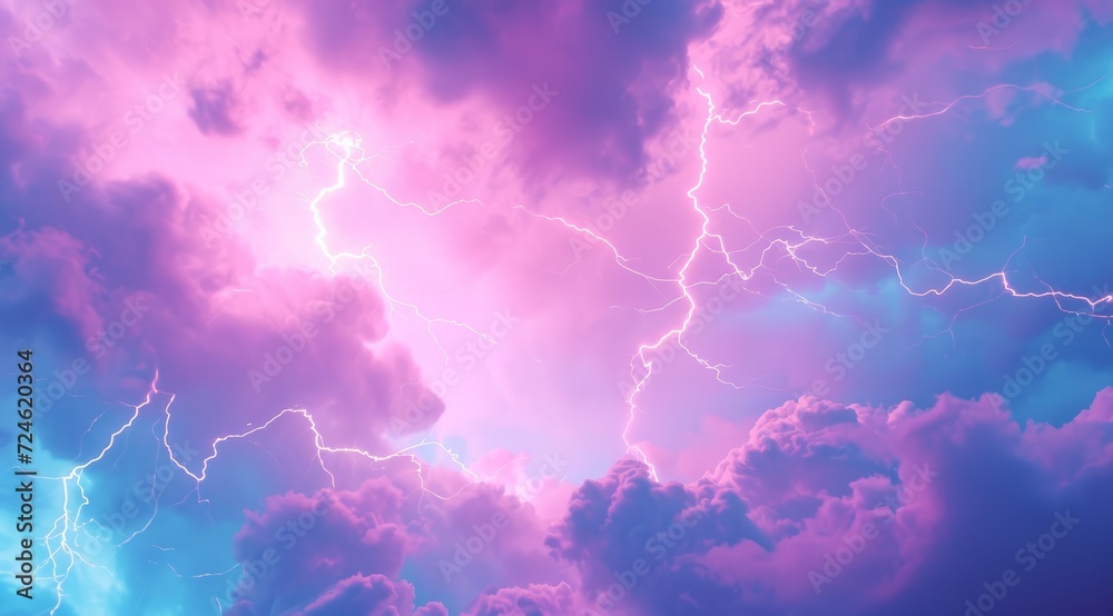 Thunderstorm flash. Flash of lightning. Natural light effect