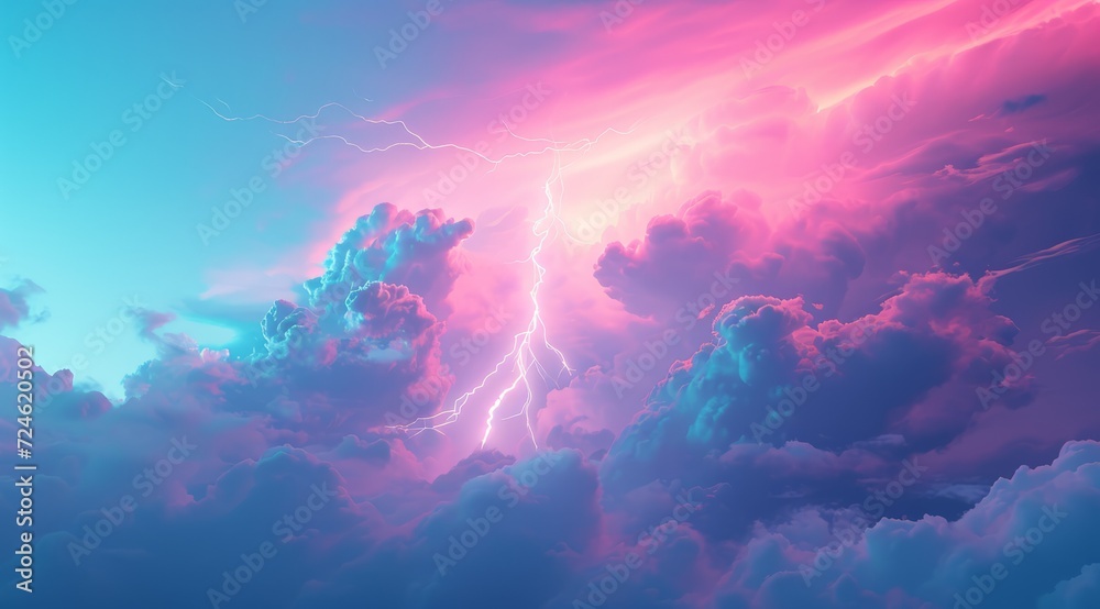 Fototapeta premium Thunderstorm flash. Flash of lightning. Natural light effect