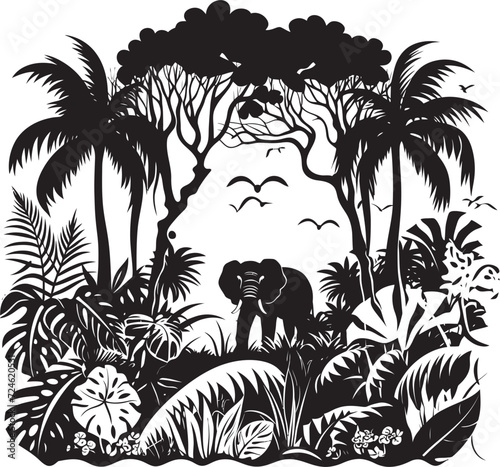 Nightfall Nirvana Midnight Jungle Icon Midnight Mystique Black Jungle Emblem in Vector