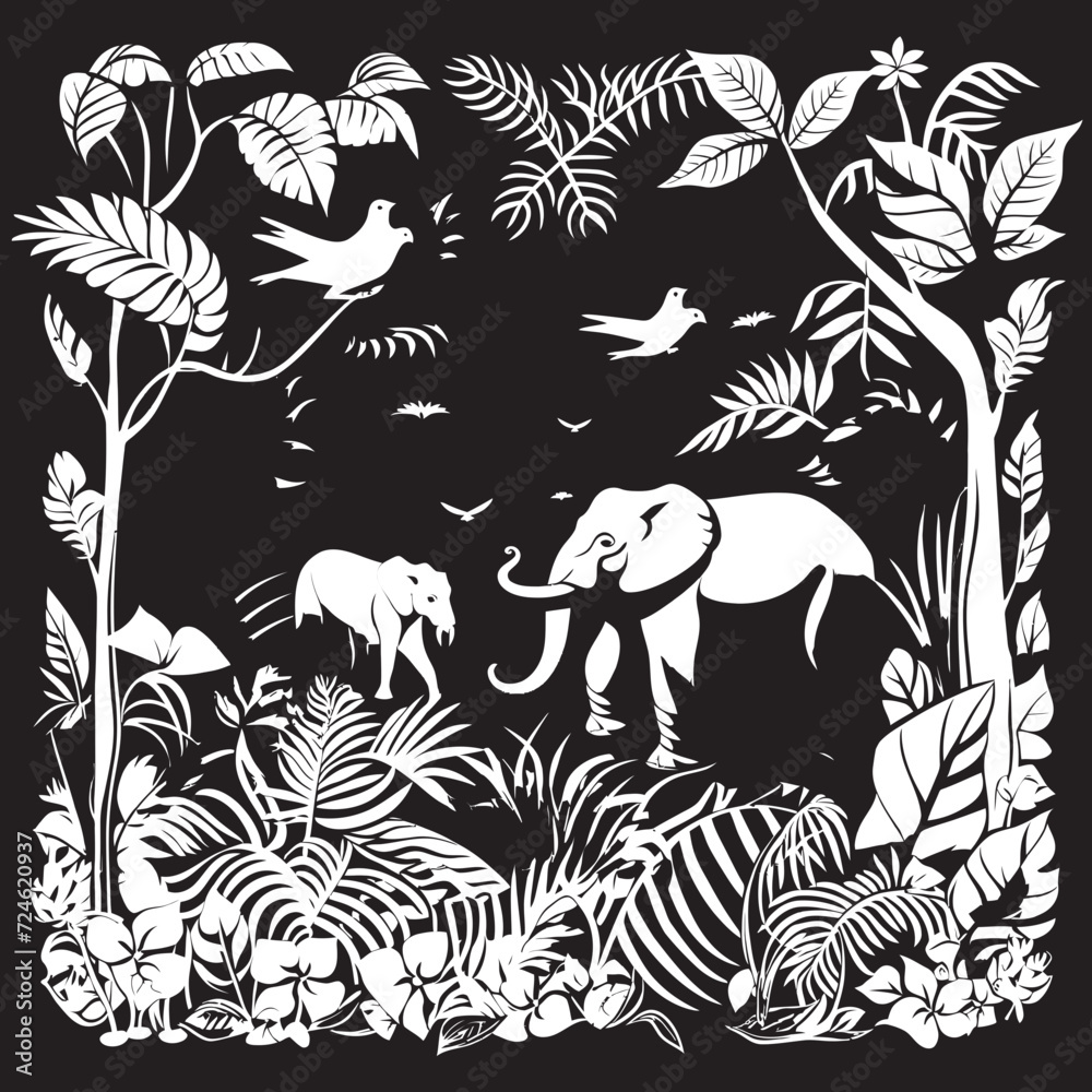 Onyx Wilderness Midnight Jungle Icon Design Nightfall Nirvana Dark Jungle Emblem in Black Onyx Wilderness Midnight Jungle Icon Design Nightfall Nirvana Dark Jungle Emblem in Black