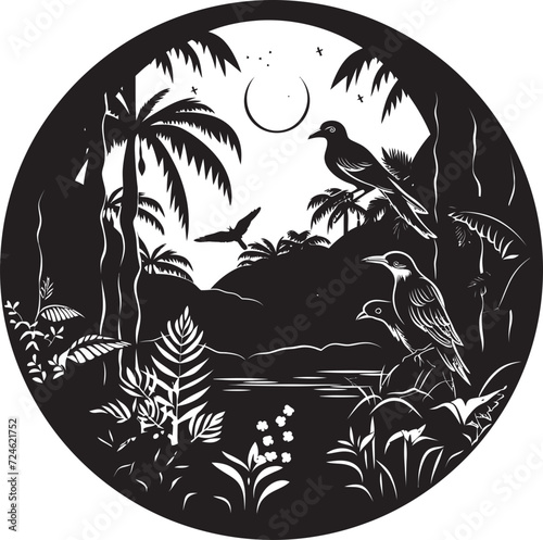 Verdant Ventures Modern Jungle Icon Jungle Majesty Black Vector Logo Design