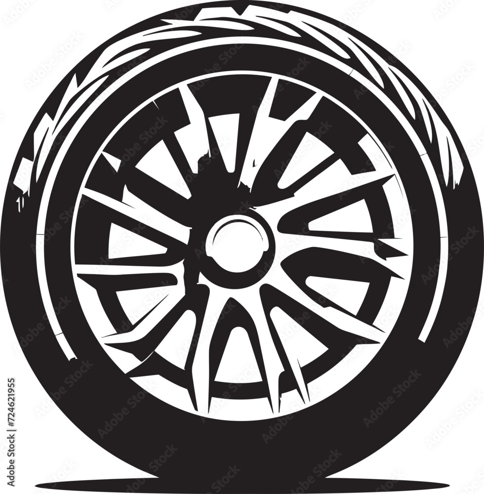 Ebony Spin Stylish Tire Wheel Vector Tire Titan Black Tire Emblem