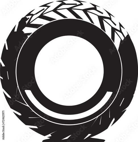 Tire Titan Black Vector Logo Design Rubber Round Dark Tire Wheel Emblem