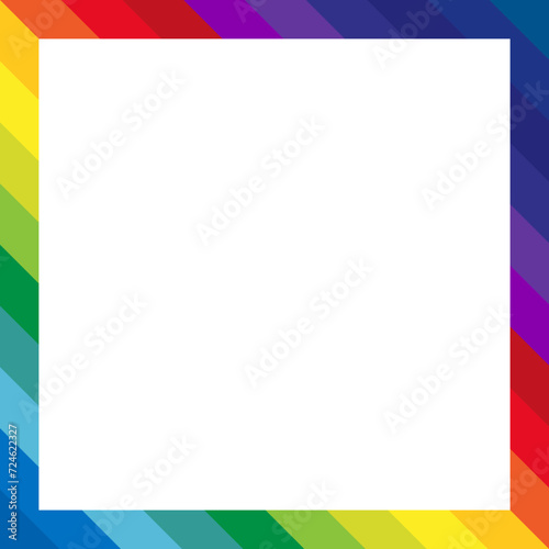 LGBT Pride Flag Frame. Square Frame Border with Pride Rainbow colors. Vibrant and Inclusive Vector Border Design