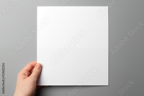 A hand holding a blank white canvas, used for mockup