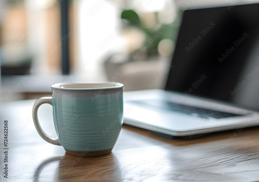 cup of coffee and laptop