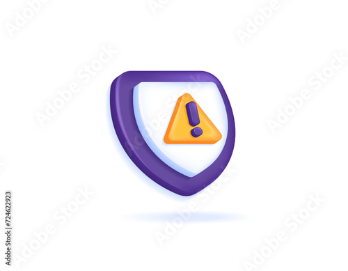 Free Download A concept of protection from the risk of harm. security services. safety and prevention. a shield symbol and a warning sign. 3D icons and symbols. minimalist 3D concept design. graphic elements - GFXLoad