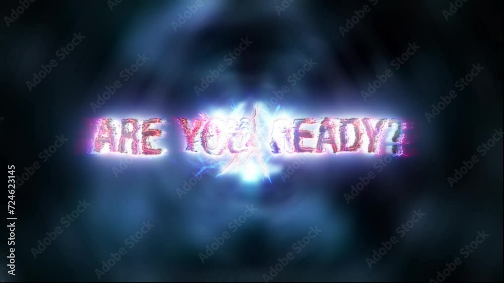 Are You Ready glow pink neon text glitch effect sci fi futuristic hitech cinematic title abstract background.
