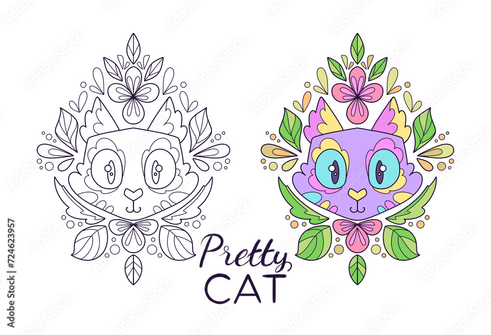 Fototapeta premium Cute coloring page Cat