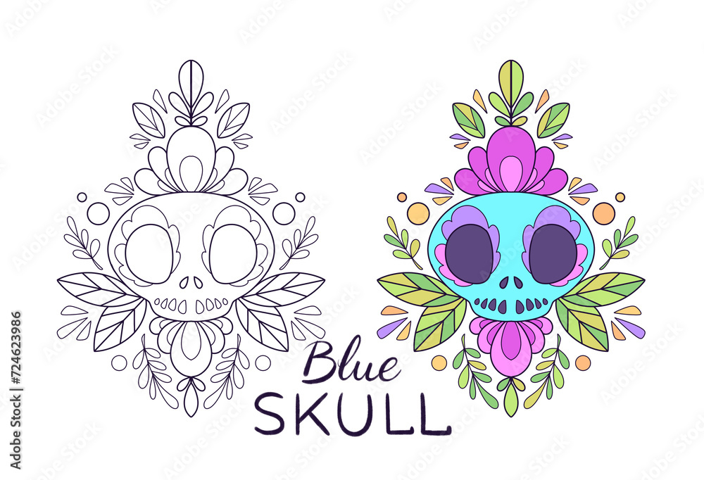 Coloring page Flower Skull