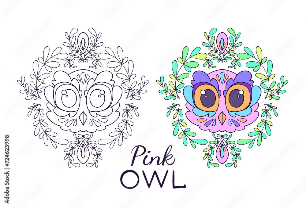 Fototapeta premium Coloring page Cute Owl