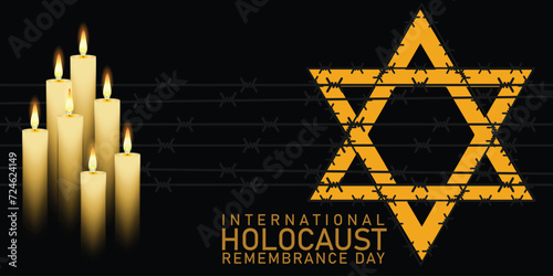 International Holocaust Remembrance Day vector. Star of David . January 27. Important day