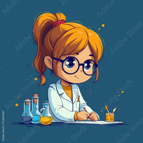 Día de las niñas, mujeres en ciencia, motivación, incentivo, apoyo educación, empoderamiento, refuerzo positivo. Simbolizando áreas de tecnología, investigación, datos, AI generativa photo