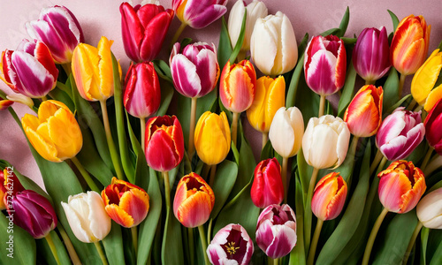 Bouquet of tulips as a gift. Selective focus.