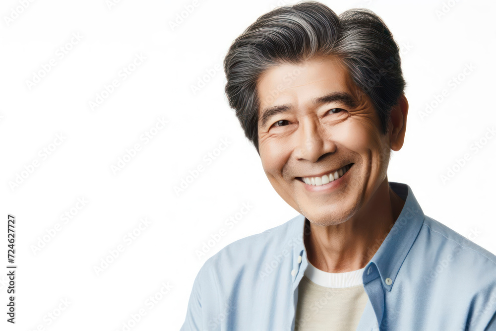 happy smiling asian senior man isolated on solid white background. ai generative happy smiling asian senior man isolated on solid white background. ai generative