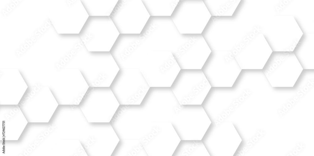 Abstract white background with hexagons pattern. White abstract vector wallpaper with hexagon grid. 3D technology Futuristic honeycomb mosaic white background.
Abstract white background with hexagons pattern. White abstract vector wallpaper with hexagon grid. 3D technology Futuristic honeycomb mosaic white background.
