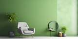 Livingroom interior green wall mock up with green fabric sofa and wooden floor.3d rendering, 
