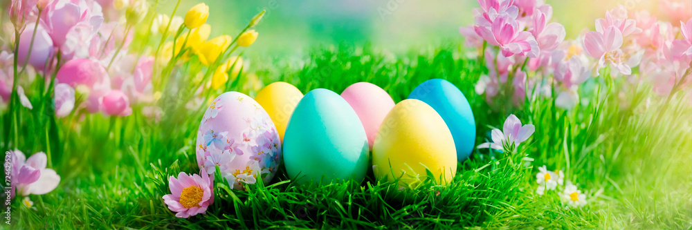 Beautiful Easter eggs for the holiday. Selective focus.