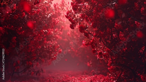 Maroon forest on red background