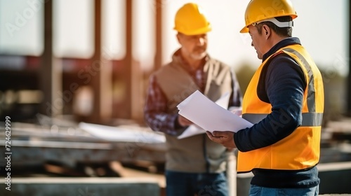 contractors standing at the construction site photo