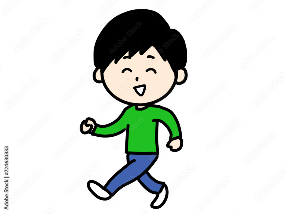 歩く男の子のイラスト
