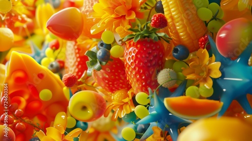   Festin sucr     M  lange color   de fruits et de bonbons  ambiance ludique et gourmande 
